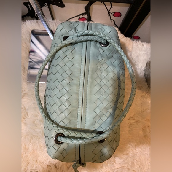 EUC! Bottega Veneta intrecciato handle bag.Lamb skin,soft blue,Dual handles🫶 - Picture 4 of 12
